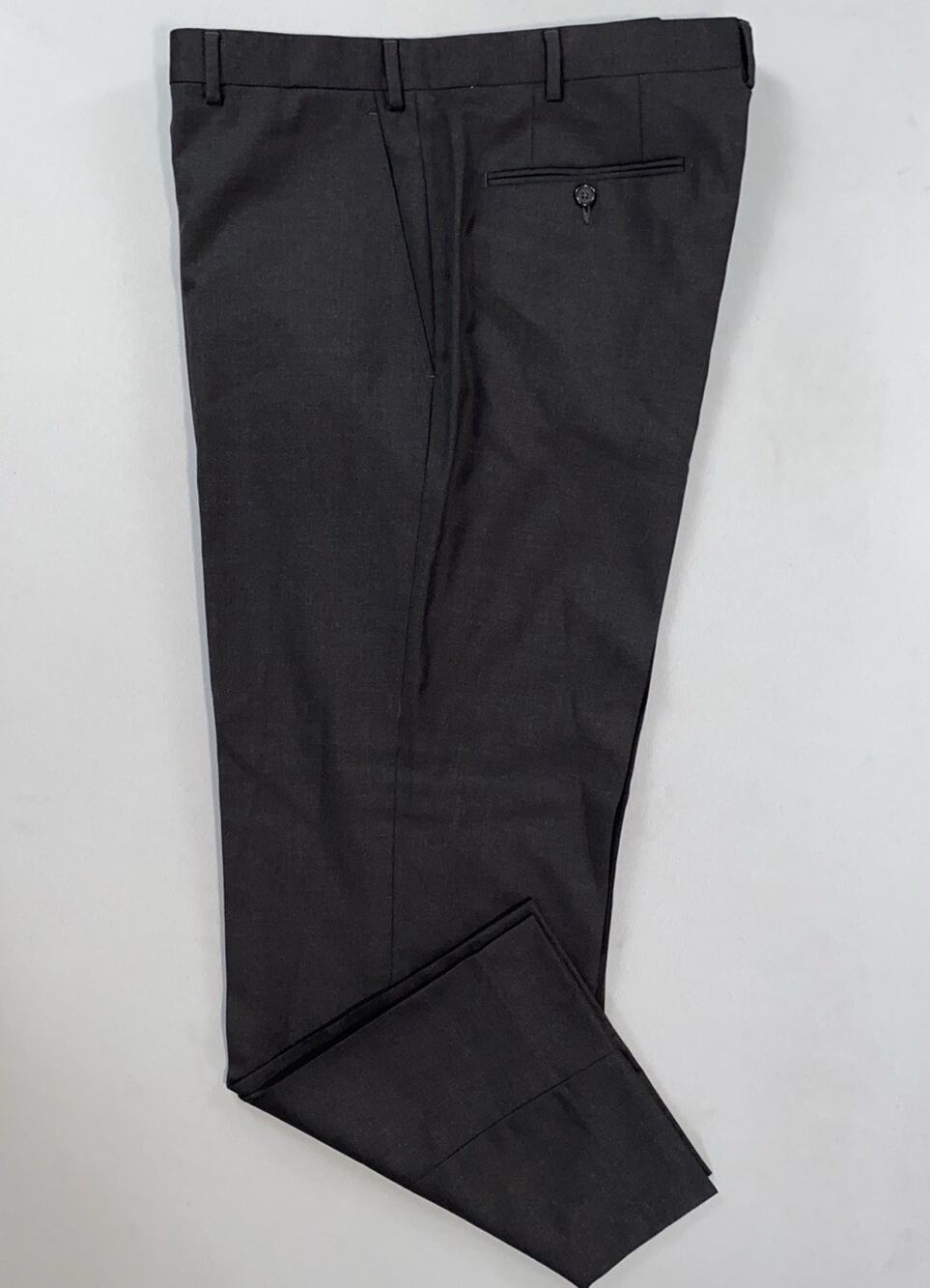 Santorelli Italy Luxury Serge Romeo Flat Front Wool Dress Pants Charcoal 40X29.5